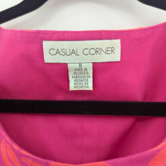 Vintage Womens 8 Pink Tropical Floral Shift Dress Retro Party Casual Corner Bold - Picture 3 of 12